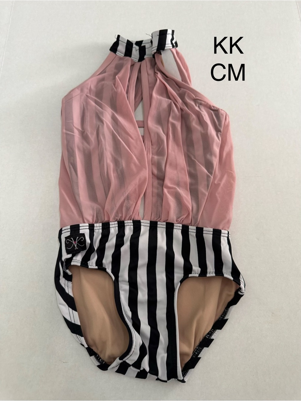 Kandi Kouture Pink Black White Striped Leotard CM